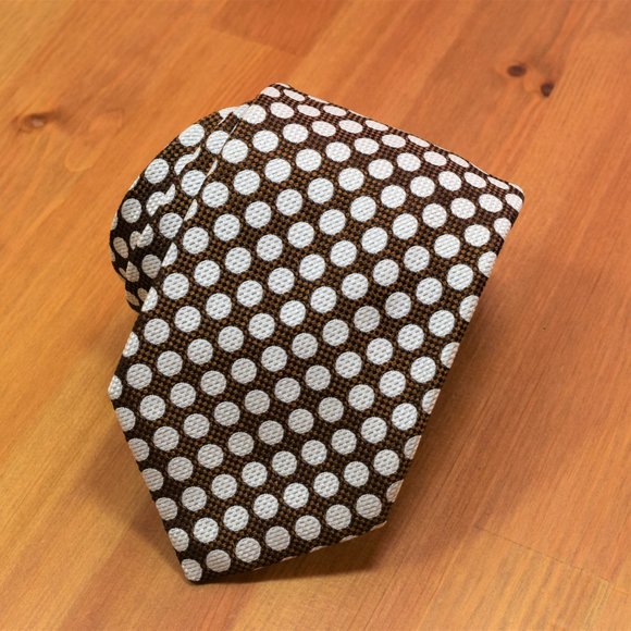 New BRIONI Brown White Black Micro Diamonds Polka Geometric...
